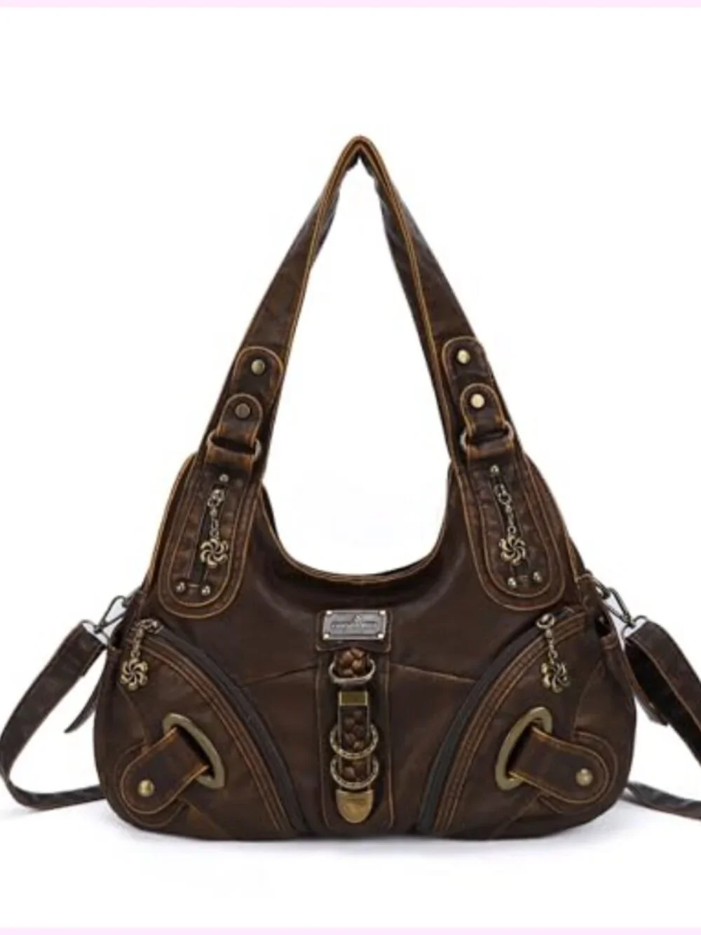 Faux Leather Hobo Handbag Satchel Large Shoulder Bag Convertible